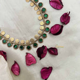 Vriksham Traditional Lakshmi Coin With Green Stone Detailing Design Long Neckpiece-G20418